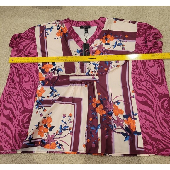 NWT HSN C Wonder Christian Siriano Floral Blouse V Neck Top Very Oversized-XS/S - Picture 4 of 10